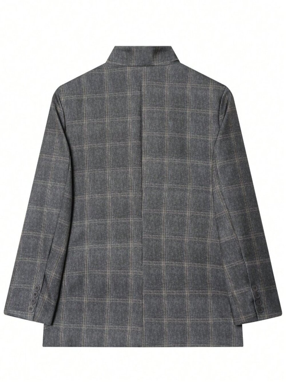 Blue Elegant Women's / Plaid Asymmetric Casual Blazer - Picture 6 of 6